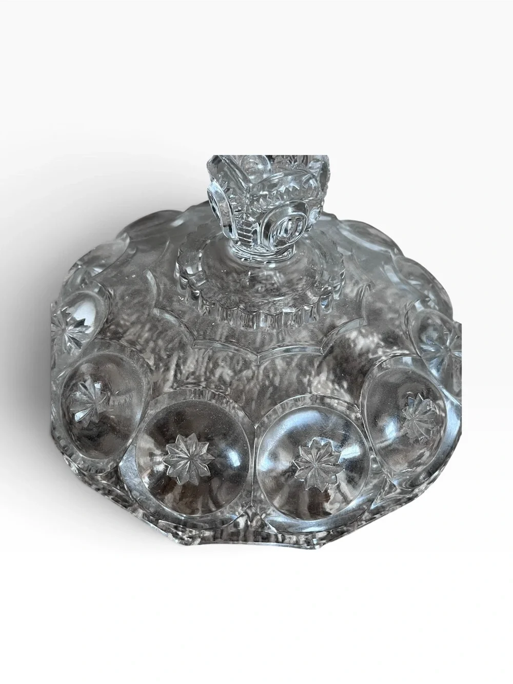 US Glass c. 1890 Moon and Stars EAPG Glass Candy Covered Compote Bowl w/ Lid